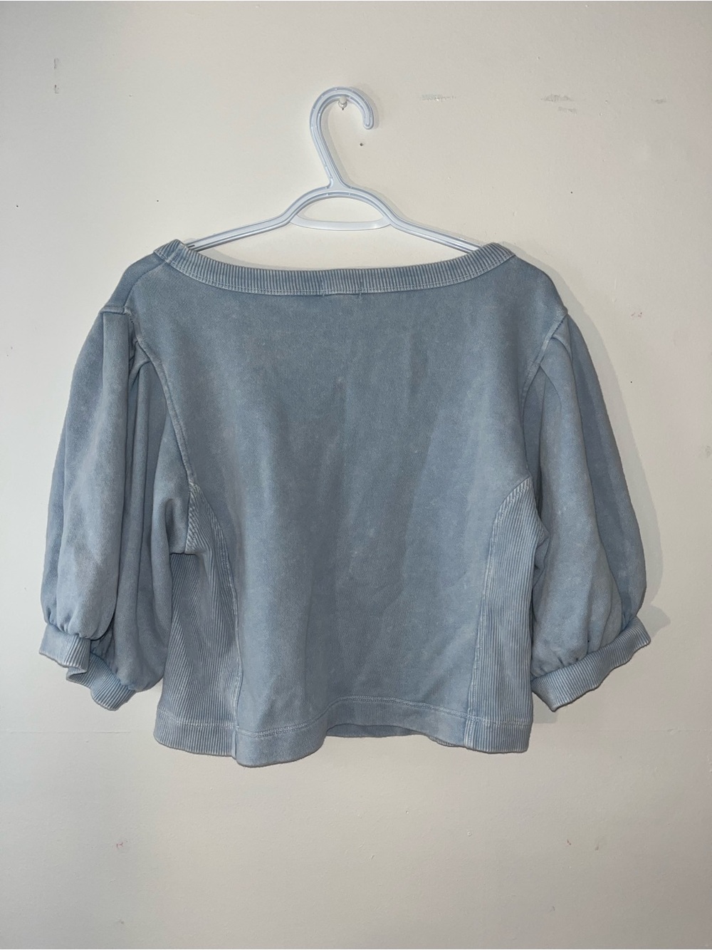 aerie Dusty Blue Cropped Puff-Sleeve Top - Picture 4 of 5